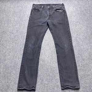 Levis 501 Jeans Men 34x32 Black Straight Classic Button Dark Wash Tag 34x34